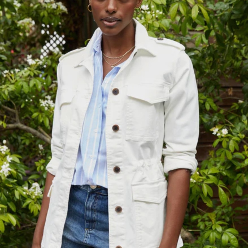 Laughed women’s size M utility jacket, off-white color adjustable waist (cotton)